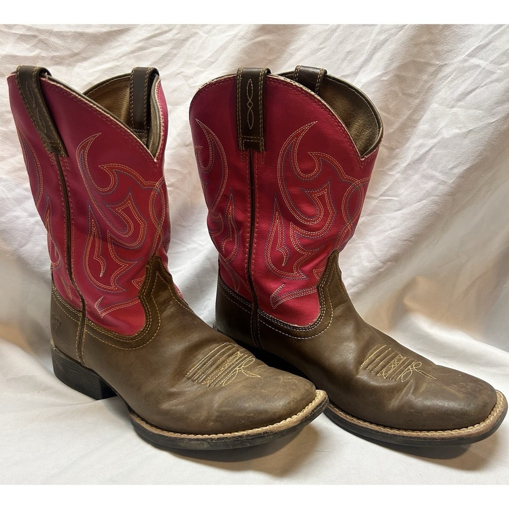 Ariat Youth Girls Sport Champ Western Boot Broad Square Size 3 Faux Leather Pink